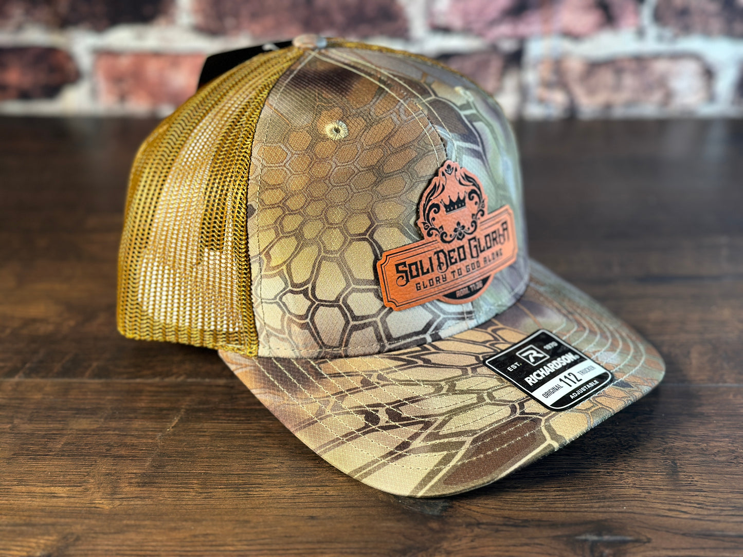 SDG Kryptek Timber Trucker Hat with Orange Patch