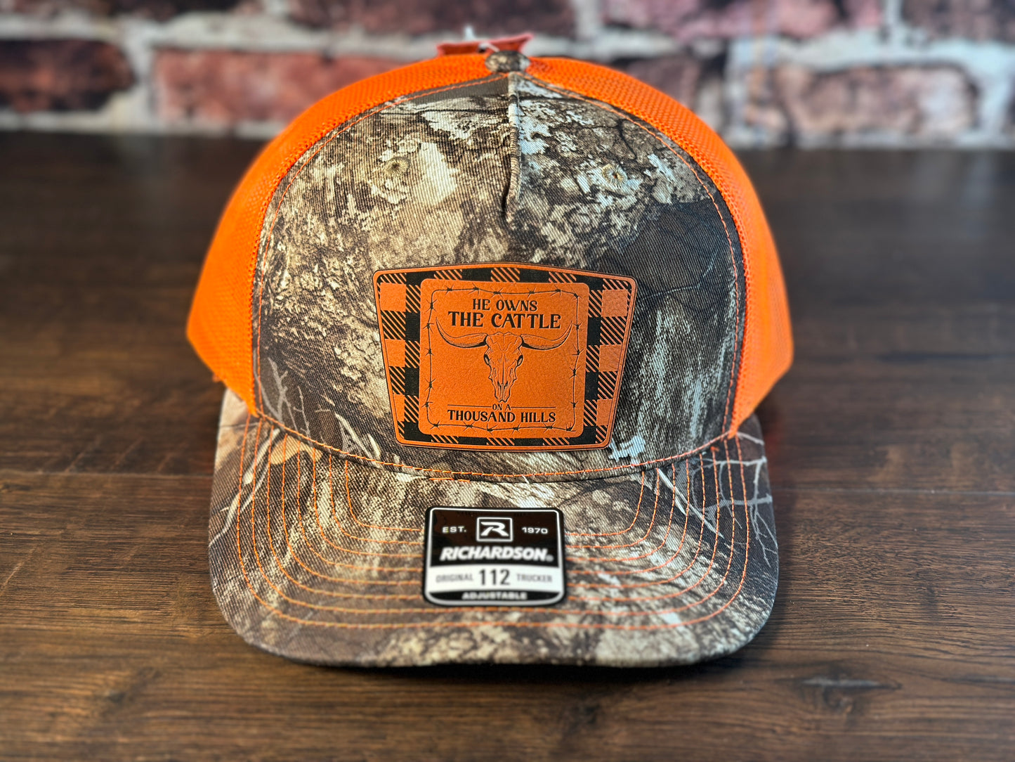 Psalm 50 Realtree Edge and Blaze Orange Trucker Hat with Orange Patch