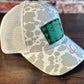 Ladies Psalm 50 Grey Cow Print Ponytail Cap Green Flannel