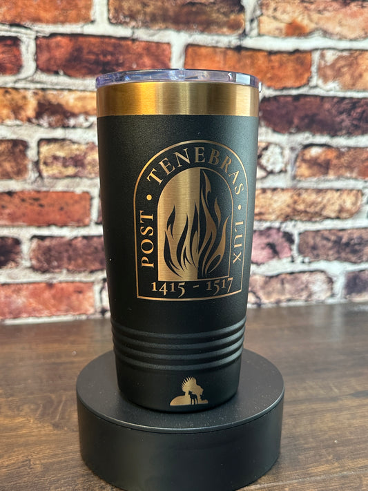 Post Tenebras Lux 20oz Gold Tumbler