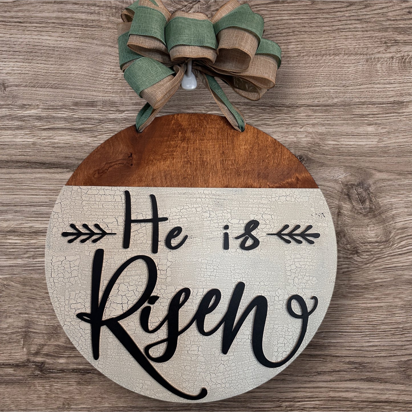 He Is Risen Farmhouse 16" Door Sign